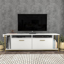 Hanah Home Soporte de TV Blanco y Dorado
